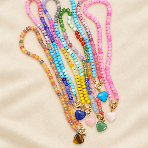 Natural Stone Semi-Precious Glass Mixed Necklace | 40NK9702