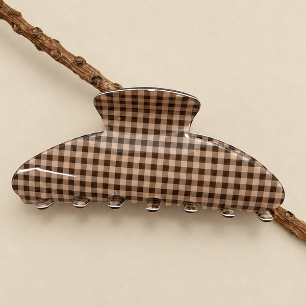 JUMBO STRIPE PLAID OVAL HAIR CLAW CLIPS | 40H1020