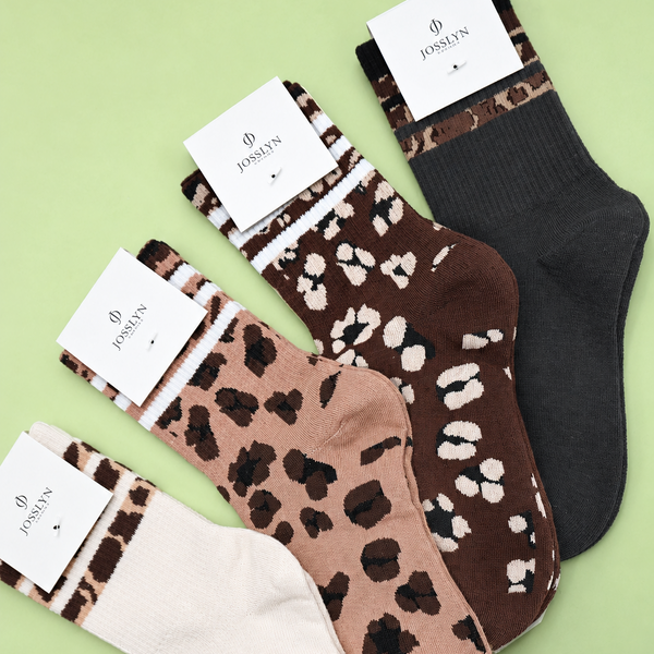 WOMAN ANIMAL LEOPARD HALF CREW THROWBACK SOCKS | 40S02071