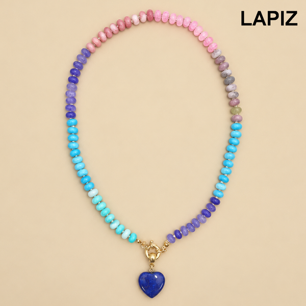 Natural Stone Semi-Precious Glass Mixed Necklace | 40NK9702
