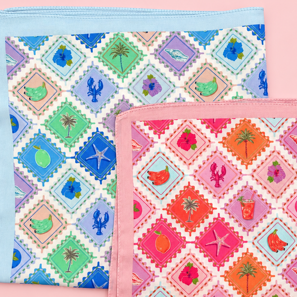 Postal Stamp Lobster Flower Silk Finish Scarf | 40SC731