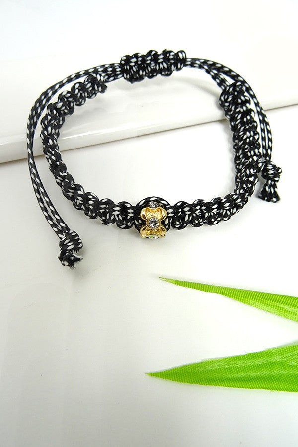 Friendship bracelet featuring a rhinestone rondel | 130413325