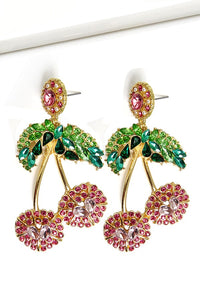 RHINESTONE CHERRY EARRINGS | 250338947