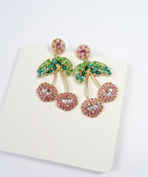 RHINESTONE CHERRY EARRINGS | 250338947