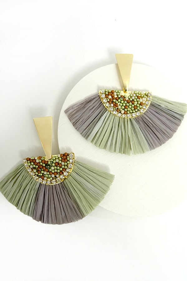 Raffia tassel earring | 250339014