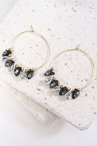 WIRE HOOP WITH RHINESTONE EARRINGS | 250339858