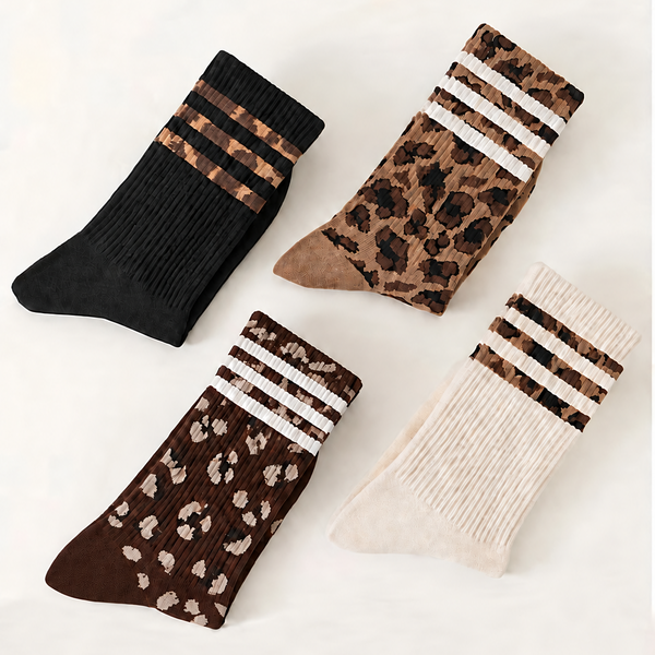 WOMAN ANIMAL LEOPARD HALF CREW THROWBACK SOCKS | 40S02071