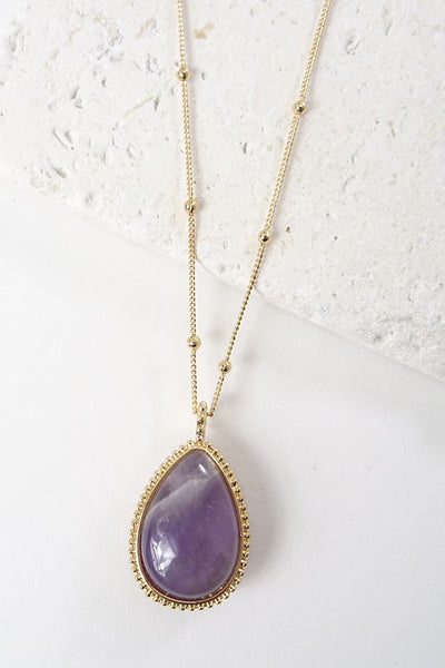 DOUBLE SIDED NATURAL STONE PENDANT NECKLACE | 470118928