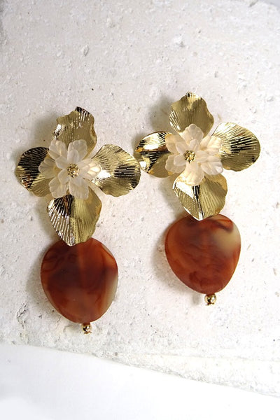 FLOWER ACRYLIC DROP EARRINGS | 260394450