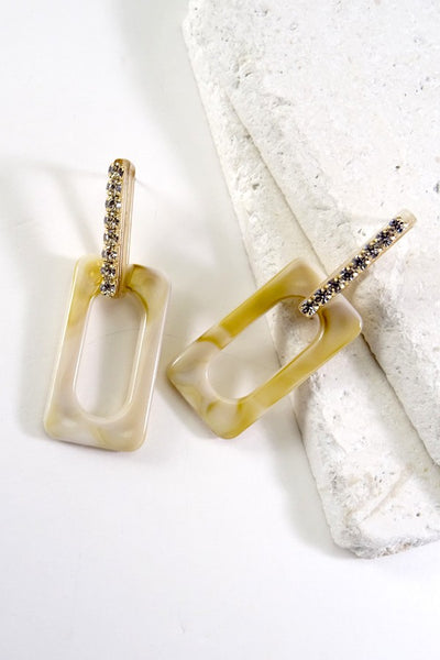 MARBLE DESIGN SQUARE EARRINGS | 260394348