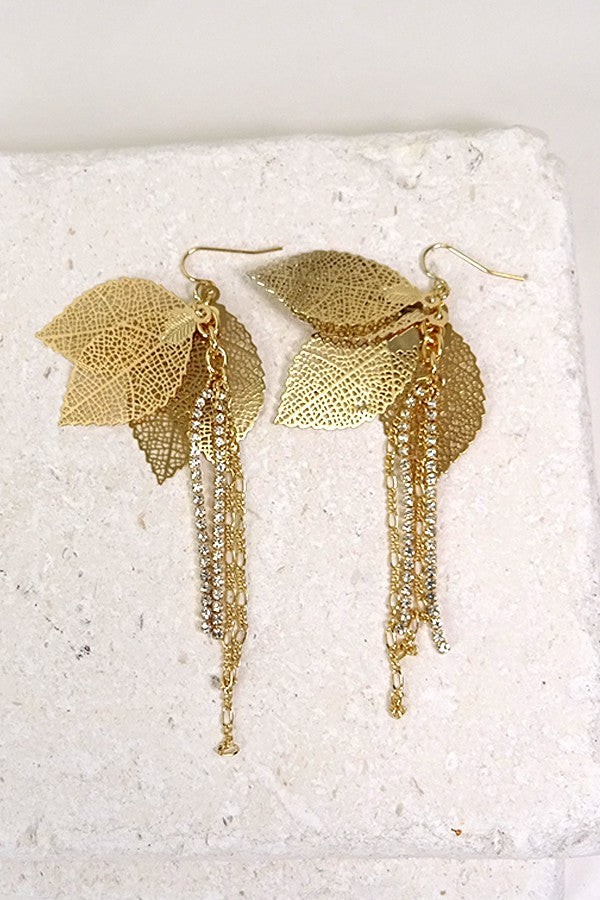 MULTI FILIGREE LEAF AND RHINESTONE CHAIN EAR | 260394906