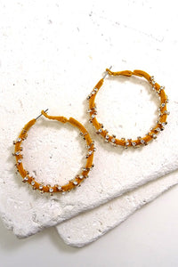 FUZZY RHINESTONE WRAPPED HOOP | 260394590