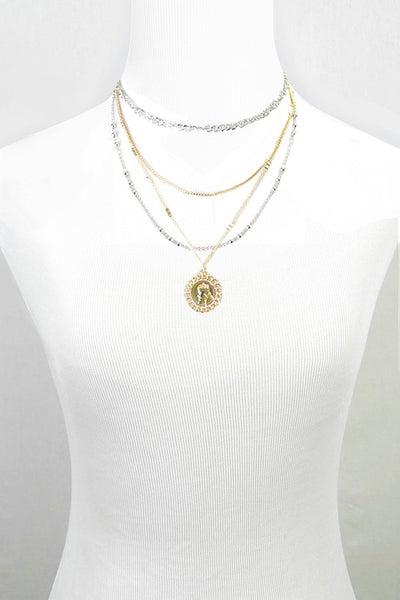 MULTI CHAIN COIN NECKLACE | 26010103