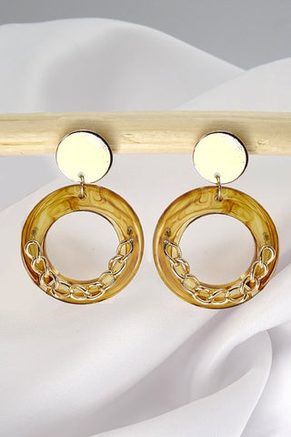 CIRCLE TORT WITH GOLD CHAIN EARRINGS | 260394345