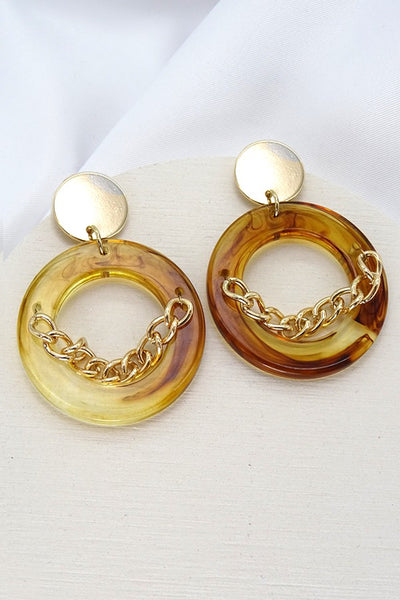 CIRCLE TORT WITH GOLD CHAIN EARRINGS | 260394345