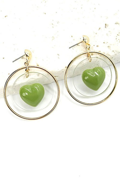 HEART ACRYLIC CIRCLE EARRING | 31037018