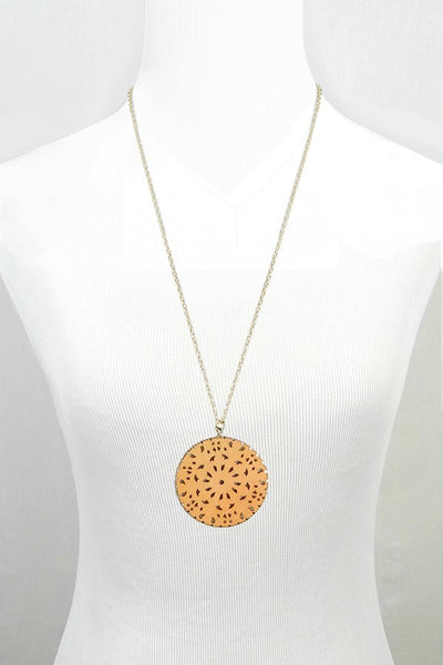 FLOWER WOOD DISC PENDANT NECK| 31017044