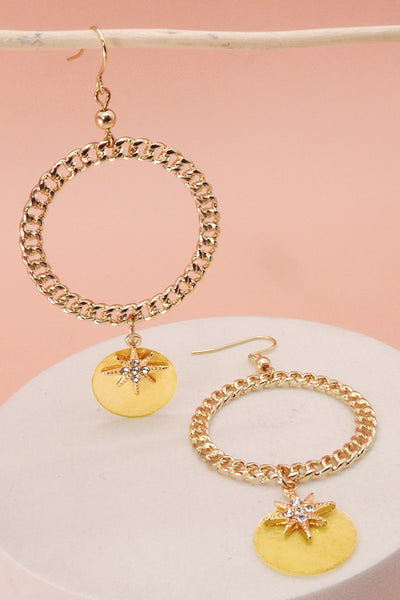 CIRCLE CHUNKY CHAIN SHELL DROP EAR | 31E8037