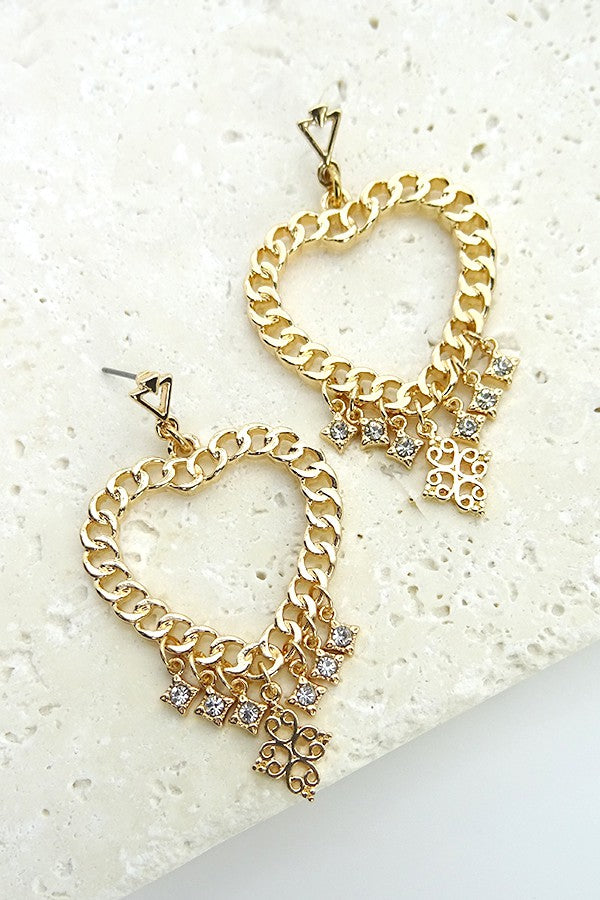 HEART SHAPE CHUNKY CHAIN EARRINGS | 31E8028