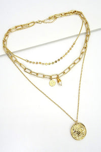 3 LAYER LINK CHAIN COIN PENDANT NECK | 25N60049