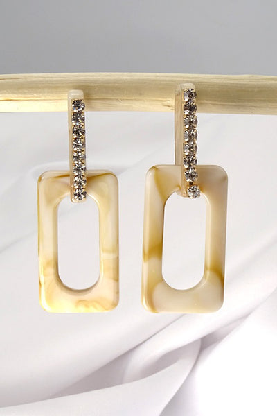 MARBLE DESIGN SQUARE EARRINGS | 260394348