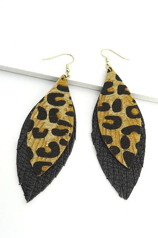 FAUX LEATHER ANIMAL PRINT DROP EAR | 25E105