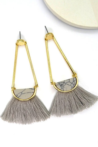 WHITE MARBLE TASSEL DROP EAR | 25E136