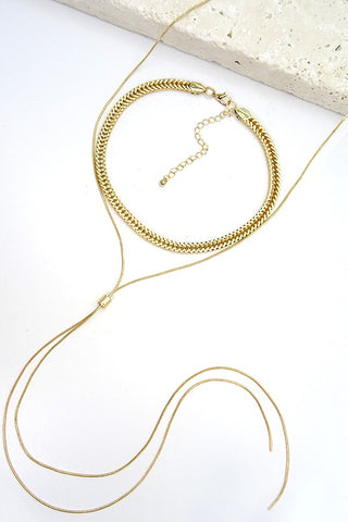 2 LAYER SNAKE CHAIN LARIAT SET | 25N063