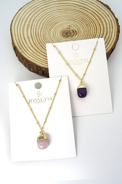 Simple natural stone boho necklace | 25N082