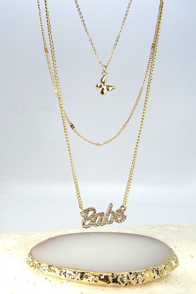 Multi layern necklace with "babe" charm | 13N024