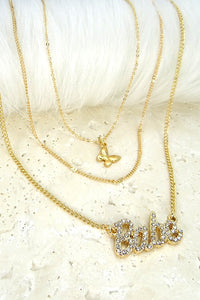 Multi layern necklace with "babe" charm | 13N024