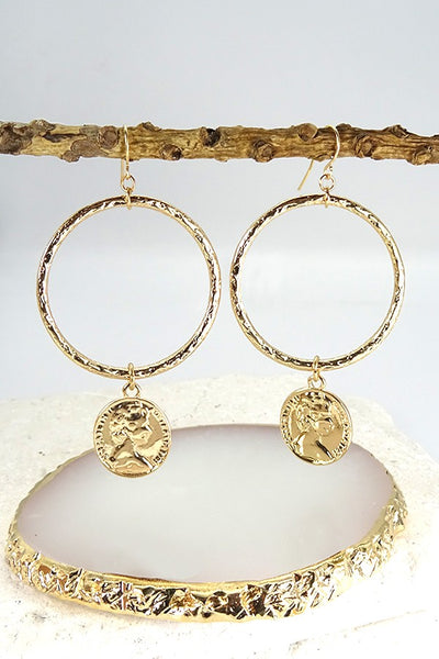 Coin Hoop Drop Earring | 31E03015