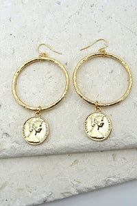 Coin Hoop Drop Earring | 31E03015