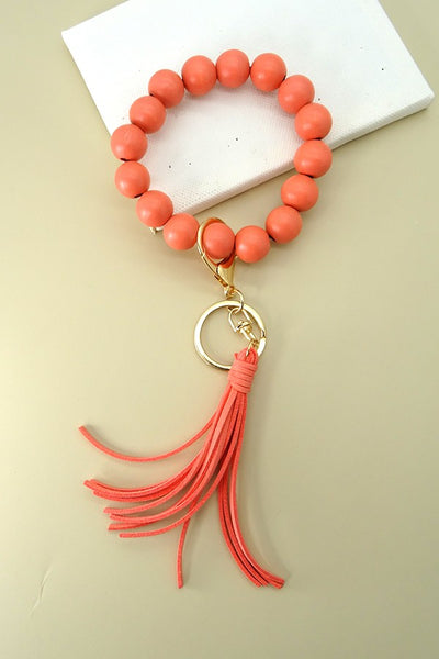 WOODEN BEAD TASSEL KEY HOLDER  | 25KR106