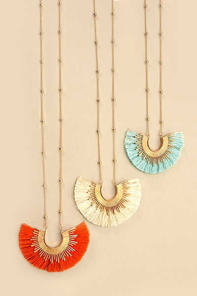 SUNBURST FRINGE TASSEL PENDANT NECKLACE | 31N03000