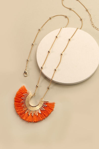 SUNBURST FRINGE TASSEL PENDANT NECKLACE | 31N03000