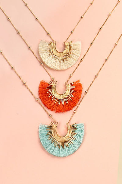 SUNBURST FRINGE TASSEL PENDANT NECKLACE | 31N03000