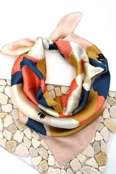 COLOR BLOCK SILKY FEEL BANDANA SCARF | 21SC350PINK