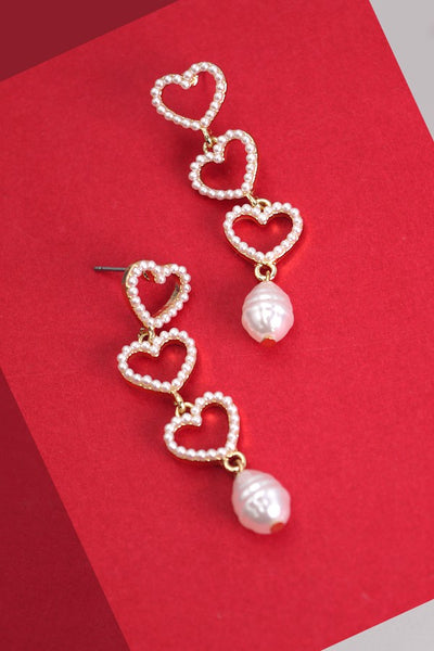 PEARL HEART DROP EARRINGS | 31E03408