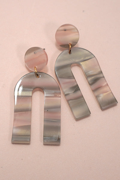 U-RAINBOW SHAPE WITH MULTI COLOR  DROP EARRING | 40E001