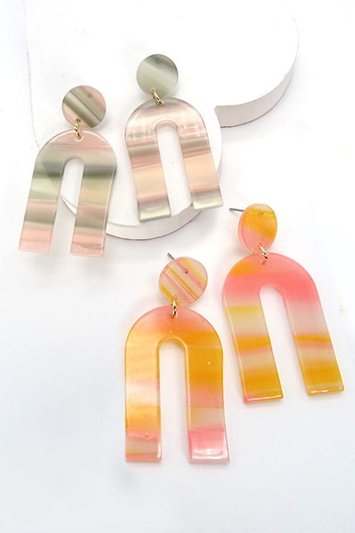 U-RAINBOW SHAPE WITH MULTI COLOR  DROP EARRING | 40E001