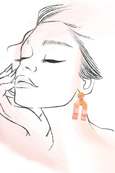U-RAINBOW SHAPE WITH MULTI COLOR  DROP EARRING | 40E001