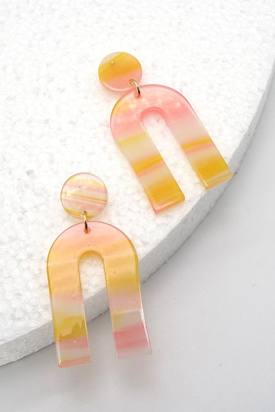 U-RAINBOW SHAPE WITH MULTI COLOR  DROP EARRING | 40E001