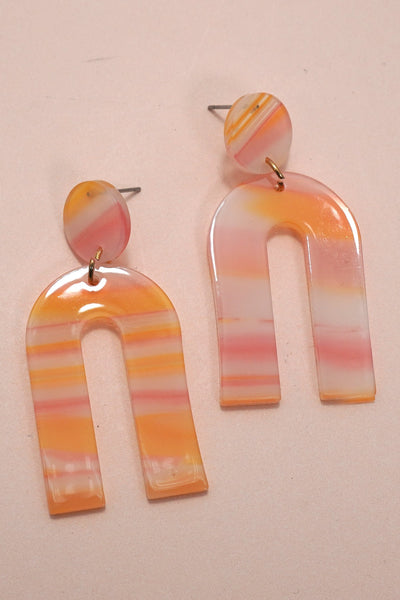 U-RAINBOW SHAPE WITH MULTI COLOR  DROP EARRING | 40E001