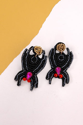 BLACK SPIDER SEED BEAD EARRINGS | 40E281