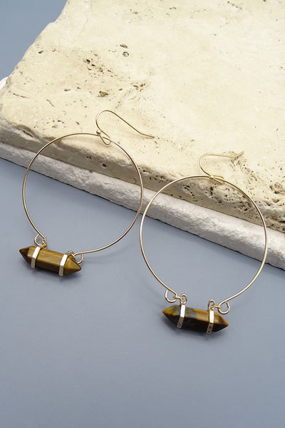 NATURAL STONE BAR DROP HOOP EARRING | 47E13612c