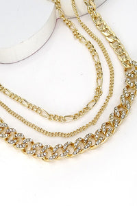 3 row rhinestone chain neck | 13N079