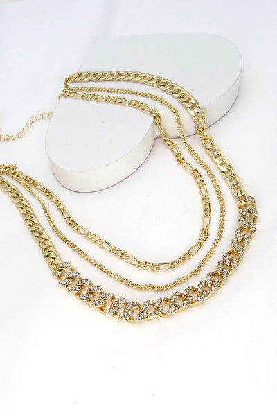 3 row rhinestone chain neck | 13N079