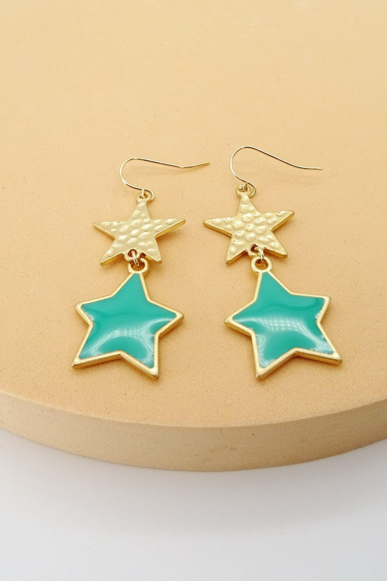 WORN GOLD EPOXY DOUBLE STAR EAR | 31E04015