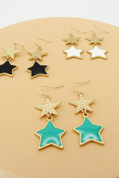 WORN GOLD EPOXY DOUBLE STAR EAR | 31E04015